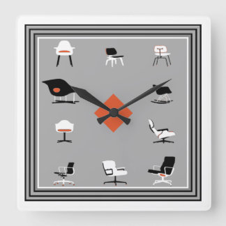 Horloge Carrée Chaises modernes du milieu du siècle Couleurs rétr