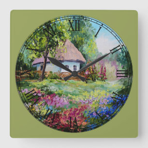 Horloge Carrée Chalet d'été Art