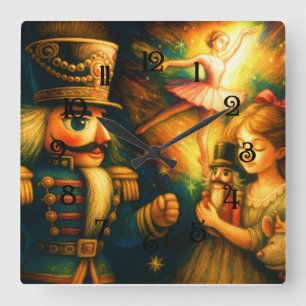 Horloge Carrée Chalk Dessin Cute Nutcracker Ballet Noël