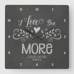 Horloge Carrée Chalkboard Leaf Heart Script Typografy
