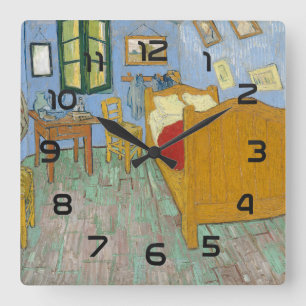 Horloge Carrée Chambre de Van Gogh à Arles - Classique Jaune & Bl