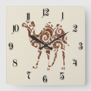 Horloge Carrée chameau beige