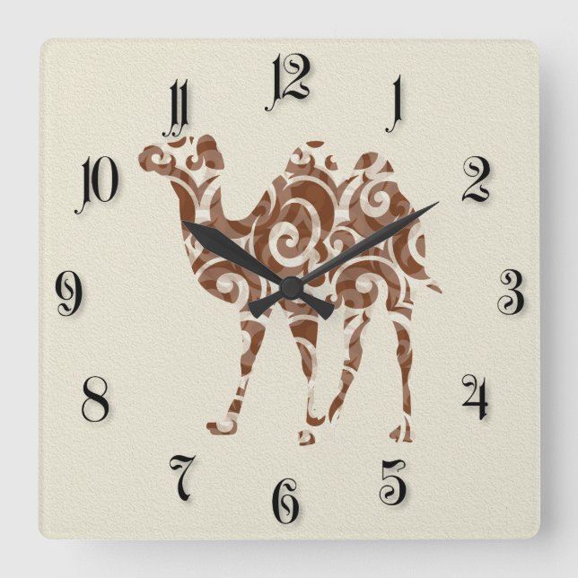 Horloge Carrée chameau beige (Recto)