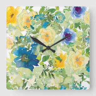 Horloge Carrée Champ de fleurs