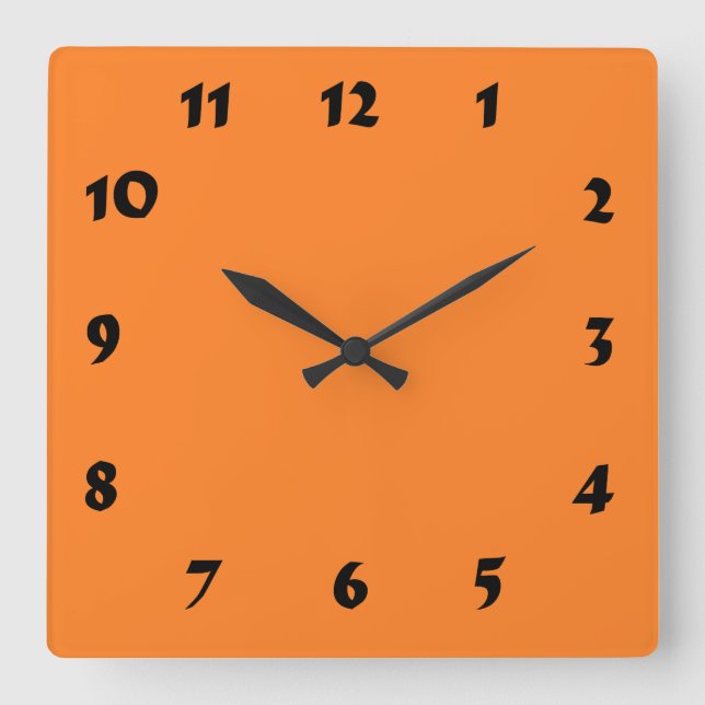 Horloge Carrée Changeable Numbered Orange Clock (Recto)