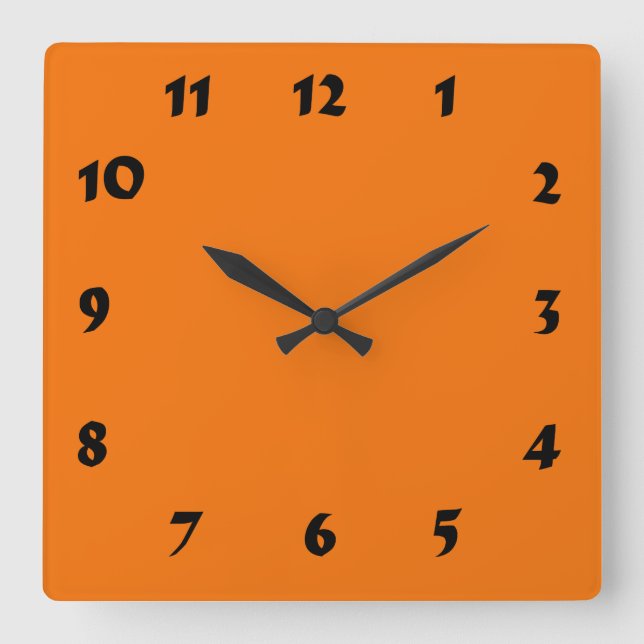 Horloge Carrée Changeable Numbered Orange Clock (Recto)