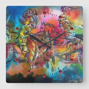 HORLOGE CARRÉE CHANSON DE ROLAND/ COMBAT DES CHEVALIERS EN TOURNO