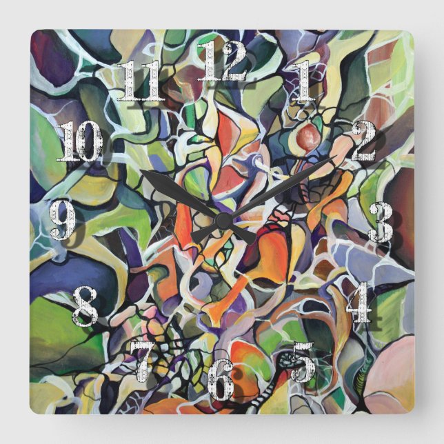 Horloge Carrée Chaos Abstract Expressionism Contemporain d'art co (Recto)