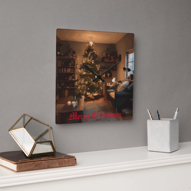 Horloge Carrée Charme de Yuletide (Bureau)