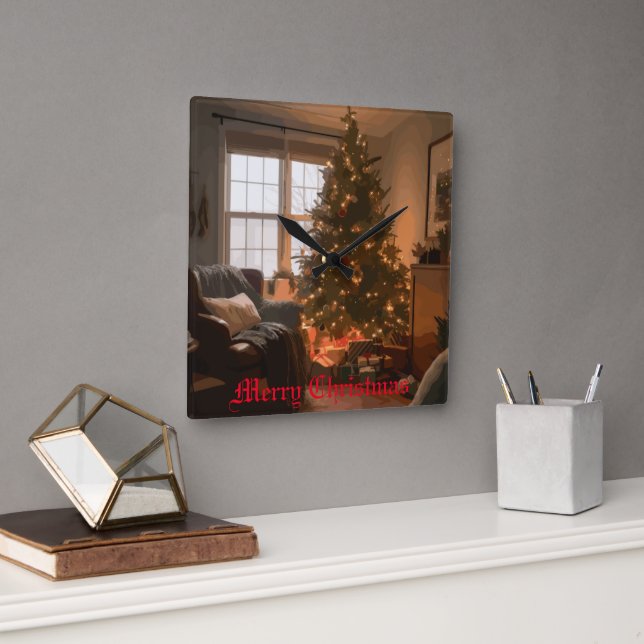 Horloge Carrée Charme de Yuletide (Bureau)