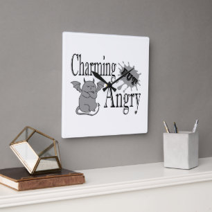 Horloge Carrée Charming mais en colère petit chat diable drôle ci