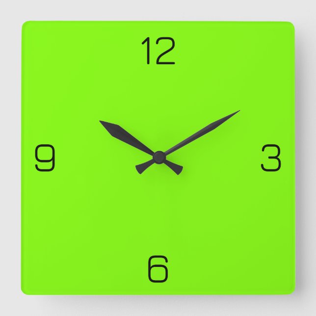 Horloge Carrée Chartreuse (Vert néon) 7FFF00 Couleur - Option Nom (Recto)