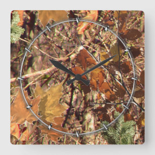 Horloge Carrée Chasseur's Fall Nature Camouflage Décor de peintur