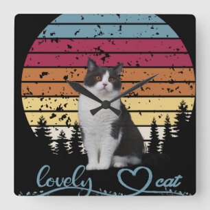 Horloge Carrée Chat
