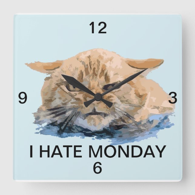 Horloge Carrée chat (Recto)