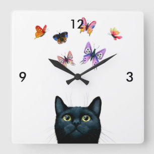 Horloge Carrée Chat 606