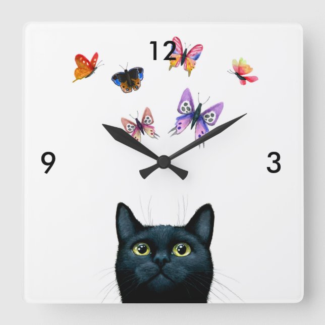 Horloge Carrée Chat 606 (Recto)