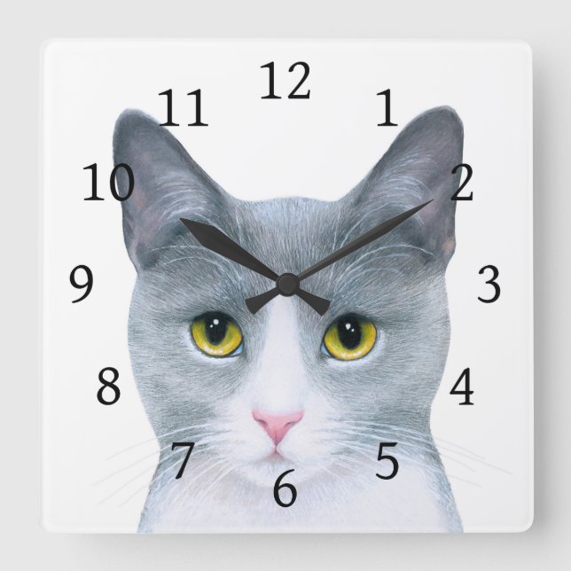 Horloge Carrée Chat 611 (Recto)