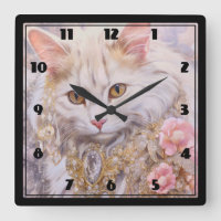 Chat Blanc Élégant en Or et Diamants