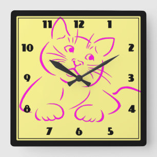 Horloge Carrée Chat de Cute