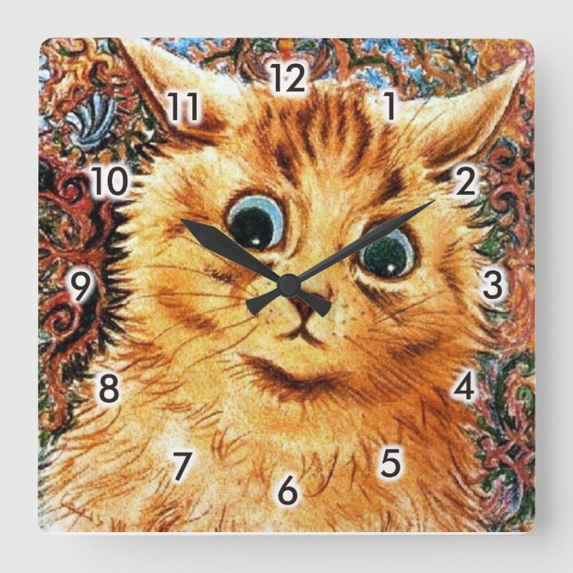 Horloge Carrée Chat, Louis Wain (Recto)