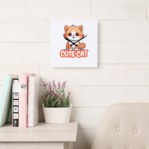 Horloge Carrée chat mignon