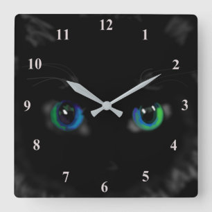 Horloge Carrée Chat noir