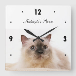 Horloge Carrée Chat noir de nez