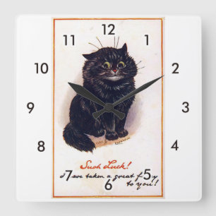 Horloge Carrée Chat noir, Louis Wain