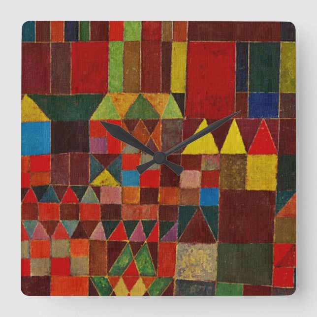 Horloge Carrée Château et Sun de Paul Klee (Recto)