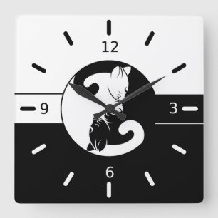 Horloge Carrée Chats de Yin yang