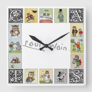 Horloge Carrée Chats, Louis Wain