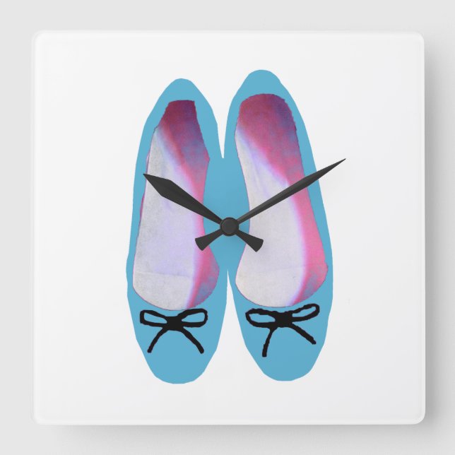 Horloge Carrée Chaussures bleues (Recto)