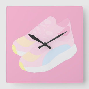 Horloge Carrée Chaussures de course roses