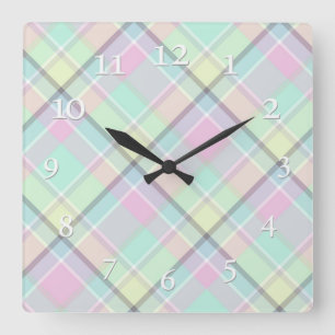 Horloge Carrée Checkered pattern of caramel colors.