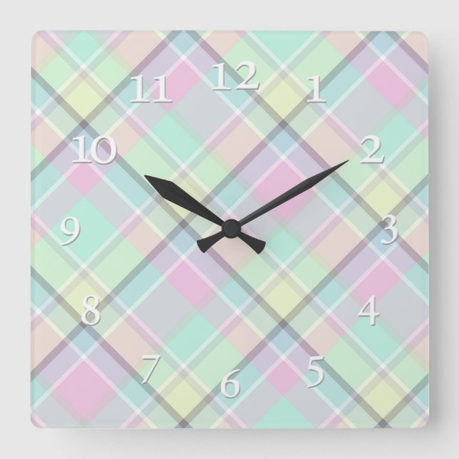 Horloge Carrée Checkered pattern of caramel colors. (Recto)
