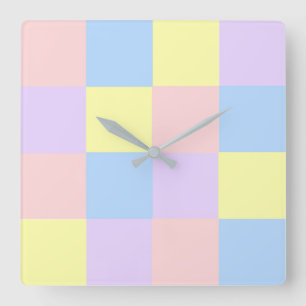 Horloge Carrée Checkers Pastel Spring