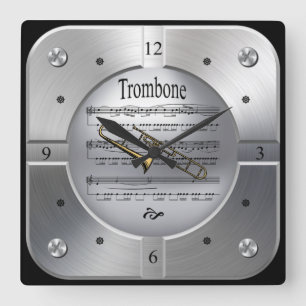 Horloge Carrée "Cheese Music" Brushed Silver Color