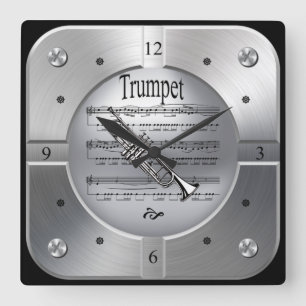 Horloge Carrée "Cheese Music Brushed Silver Color