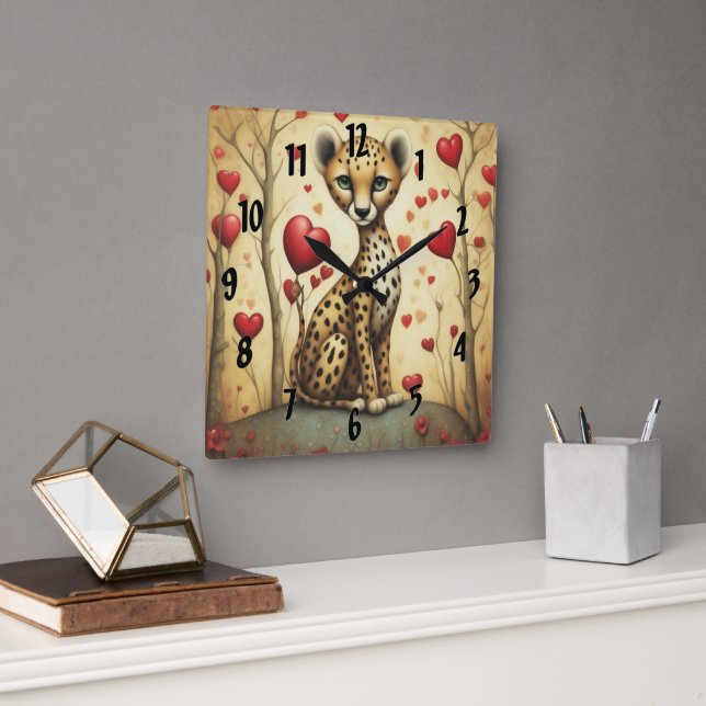 Horloge Carrée Cheetah Love 3 (Bureau)