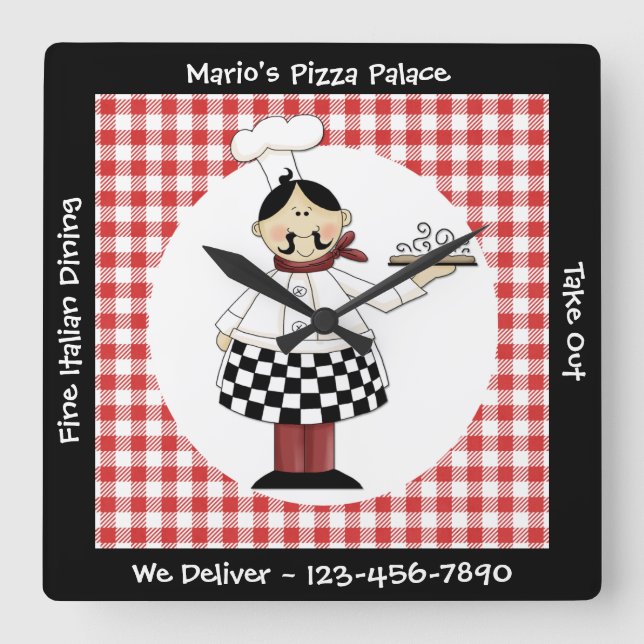 Horloge Carrée Chef italien (Recto)