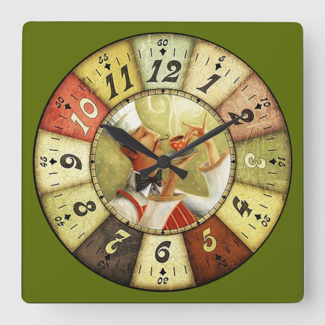 Horloge Carrée Chef vintage Sipping Café (Recto)
