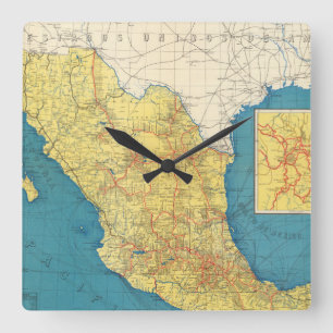 Horloge Carrée Chemins de fer nationaux de carte du Mexique