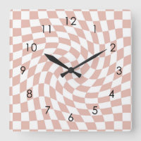 Chèques Retro Dusty Sand Rose déformés À damiers