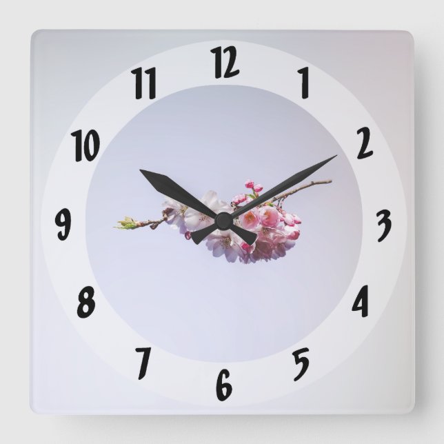 Horloge Carrée Cherry Blossoms (Recto)