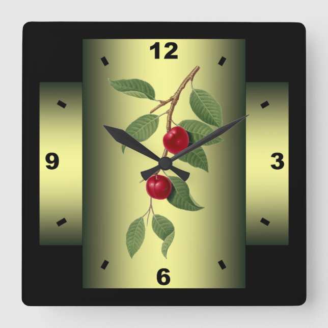 Horloge Carrée Cherry Plum Fruit botanical (Recto)