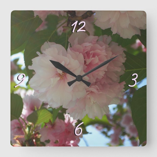Horloge Carrée Cherry Tree I Spring Floral (Recto)