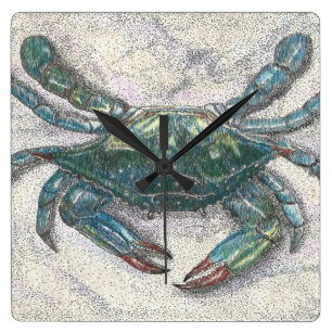 Horloge Carrée Chesapeake Bay Crabe Bleu Montre