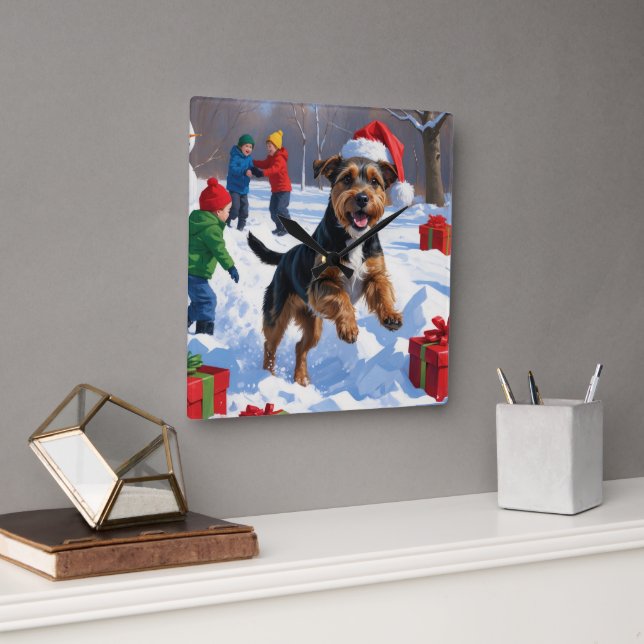 Horloge Carrée Chesapeake Bay Retriever Neige avec Casquette de N (Bureau)