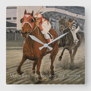Horloge Carrée Cheval de course pur-sang gagne